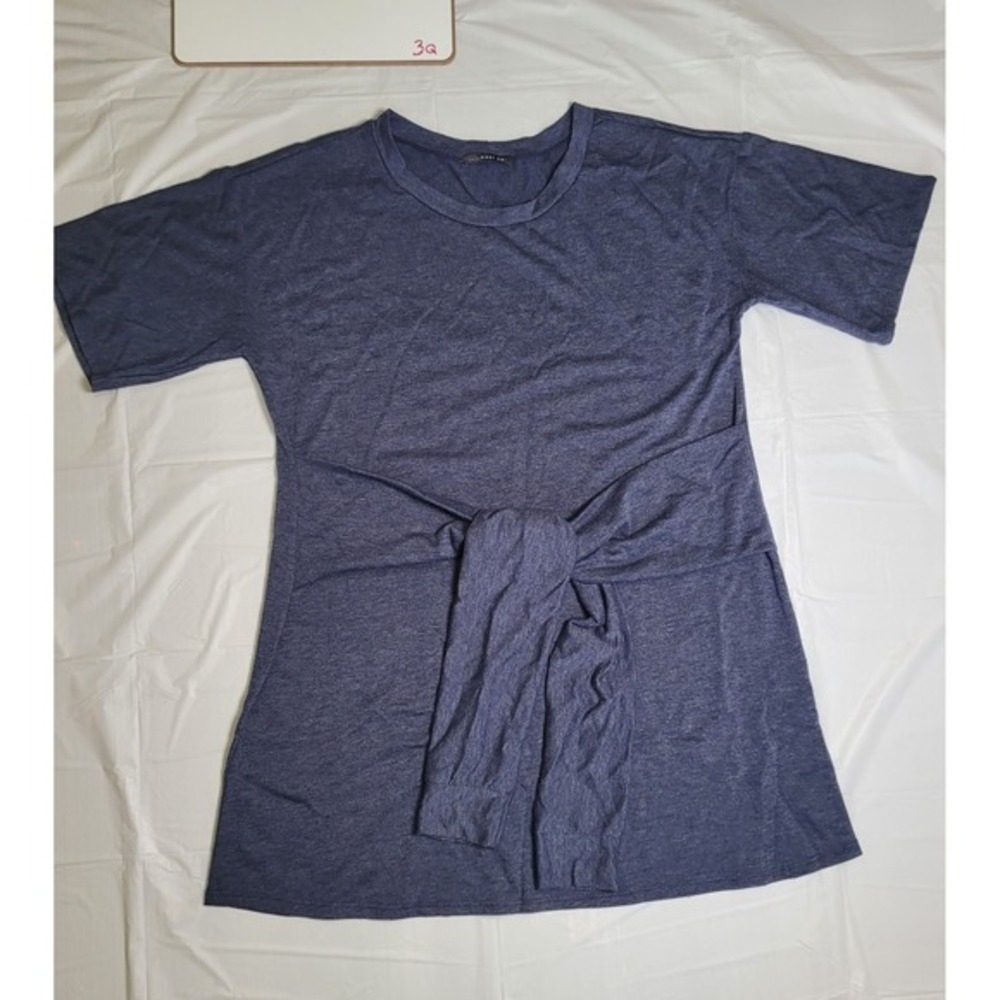 Womens West Kei Blue 3/4‎ sleeve tunic blouse, tie in back, size Large (L)